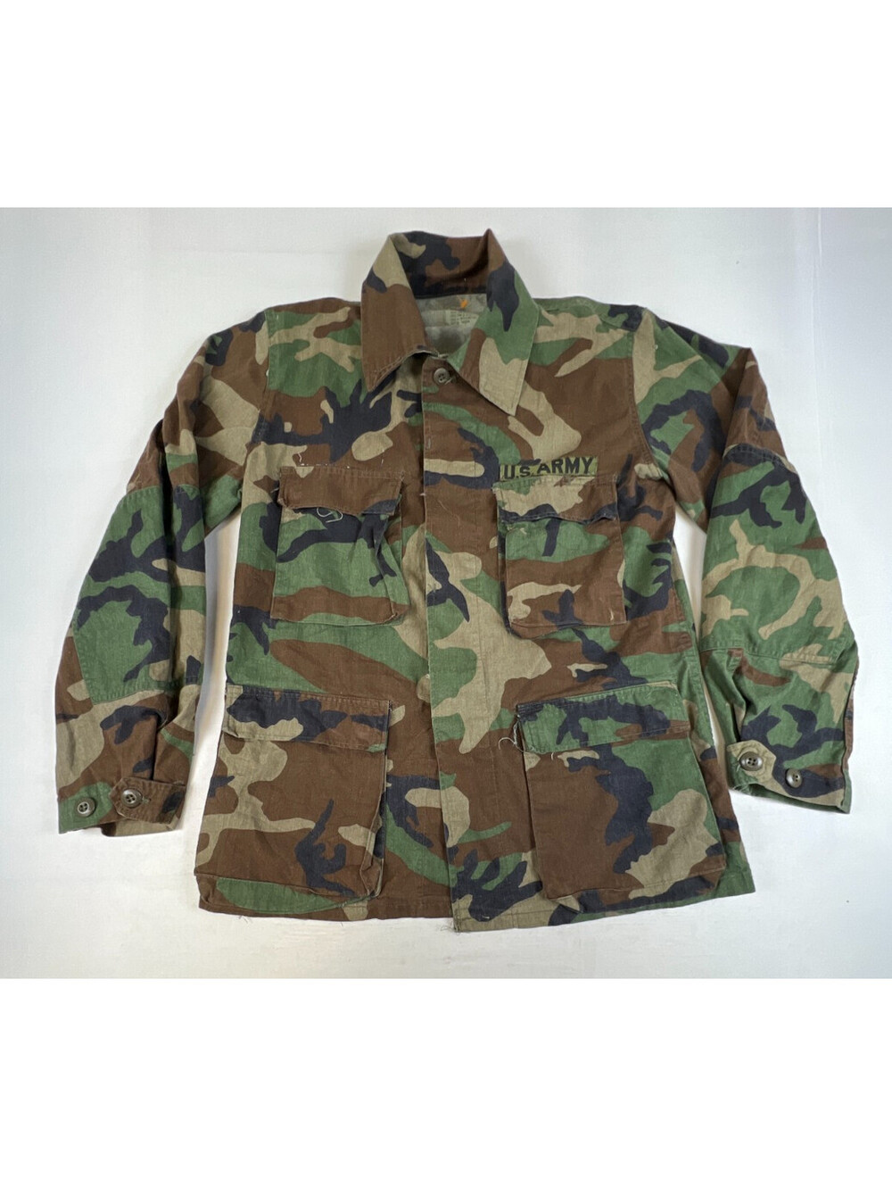 Vintage US Army Men S Woodland Camouflage Combat Jacket Military BDU Shirt